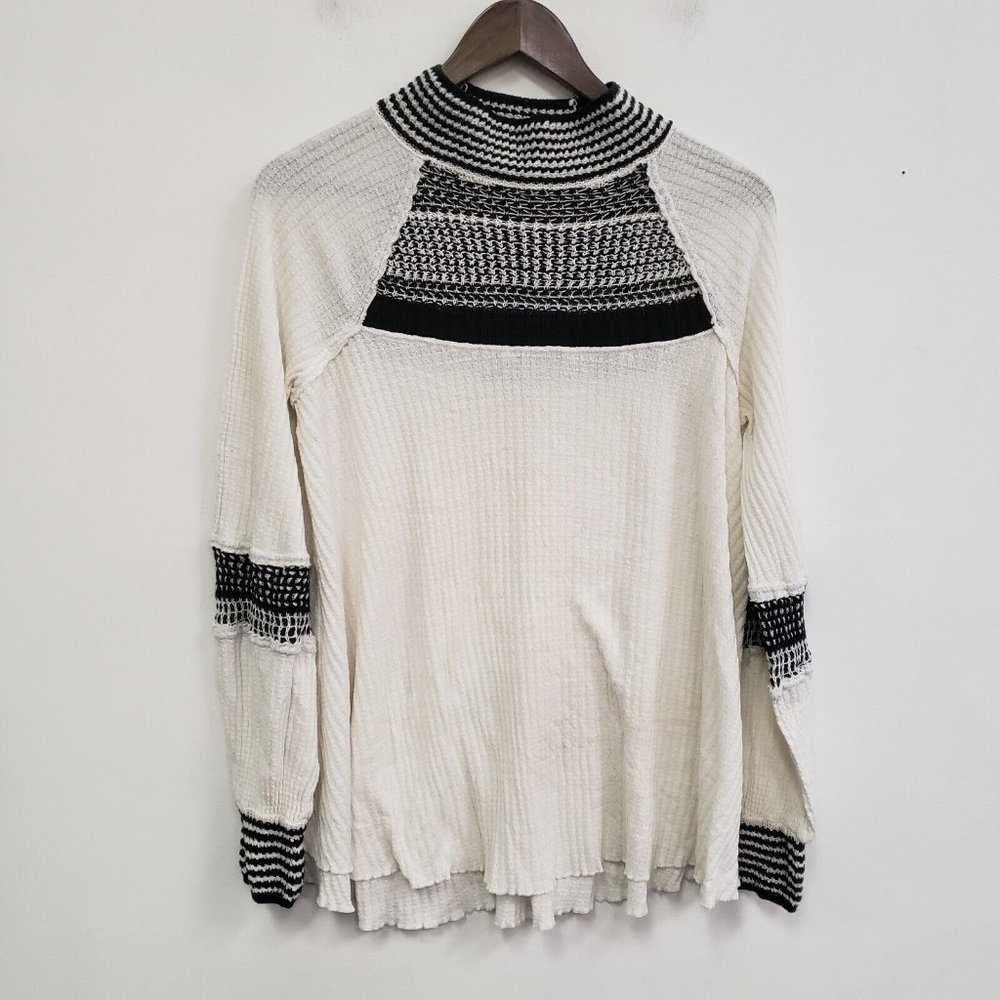 Free People Black and White Cowl Neck Sweater